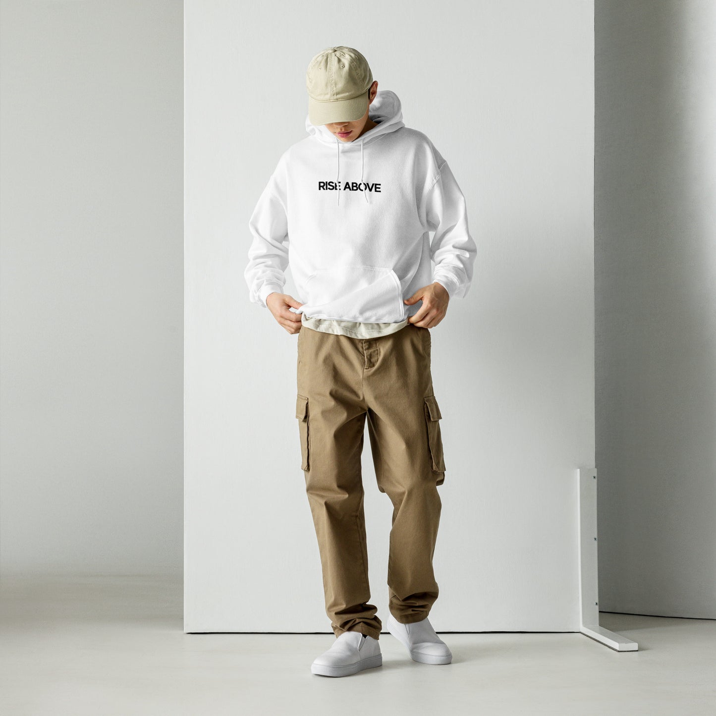 Rise Above - Luxury Men's White Hoodie